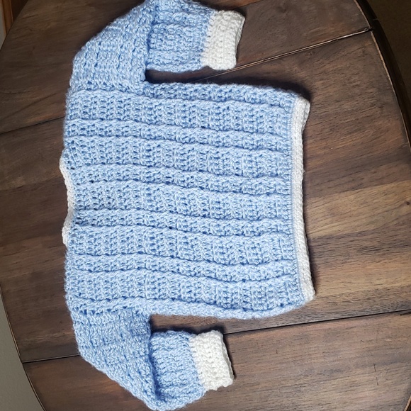 Hand Knit Sweater, Sz 6-12 Months - Picture 3 of 3